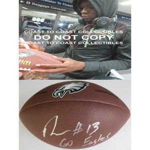 NELSON AGHOLOR,PHILADELPHIA EAGLES,SIGNED,AUTOGRAPHED,NFL LOGO FOOTBALL,PROOF